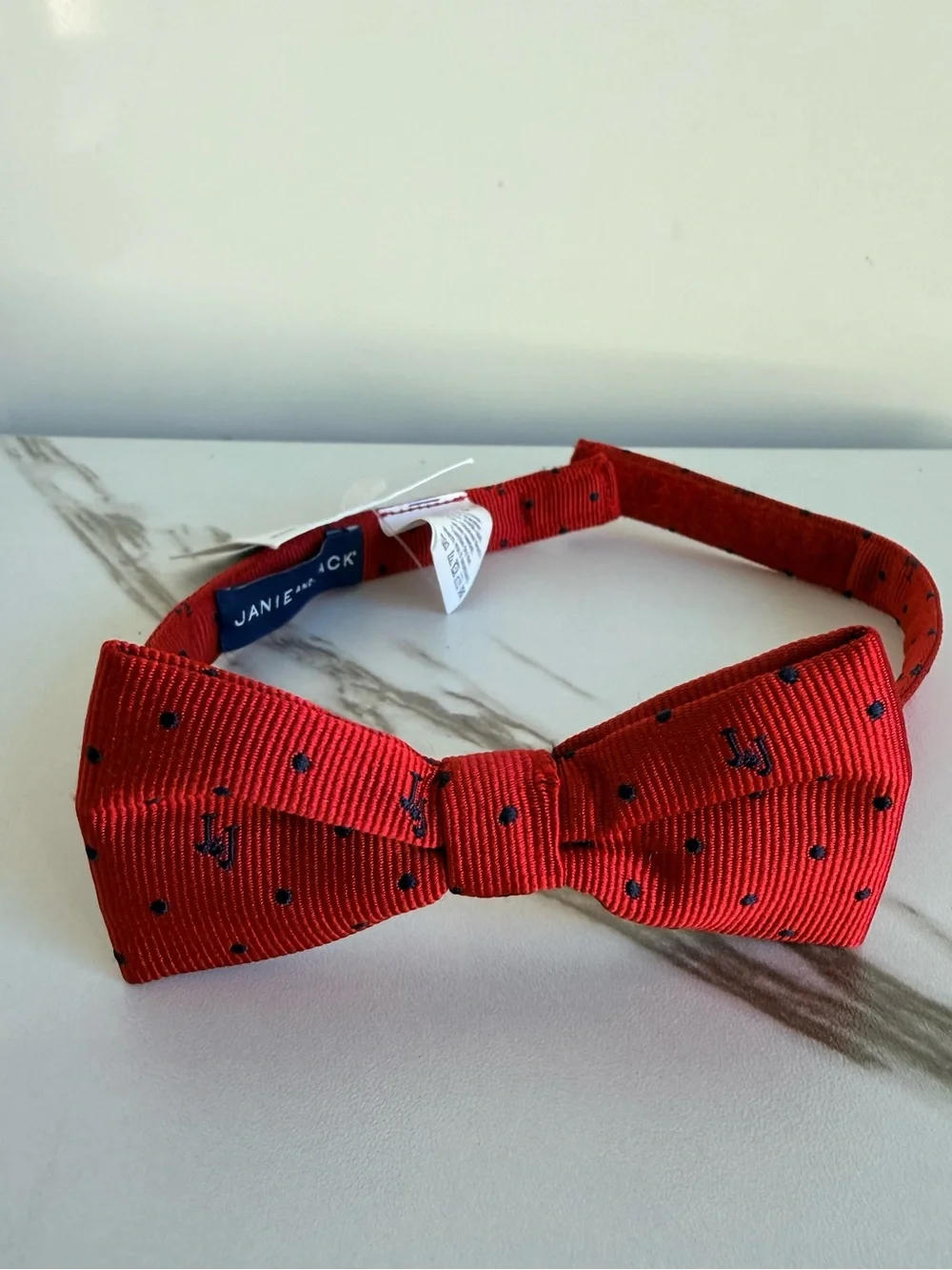 Janie and Jack Boys' Red Dot & Navy Stripe Bow Tie Set